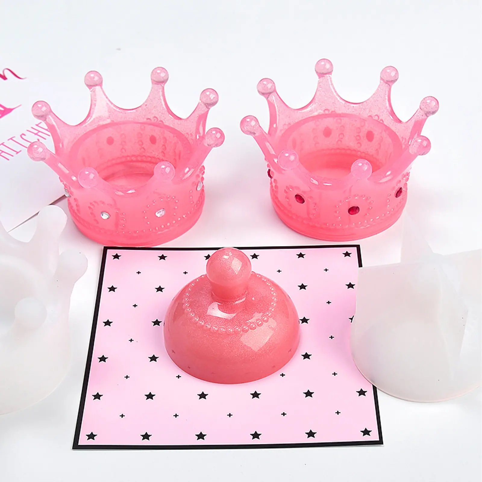 

2Pcs Crown Storage Box Silicone Mold Food Grade Non Stick Epoxy Jewelry Holder Crystal Resin Container DIY Craft Small Size Easy