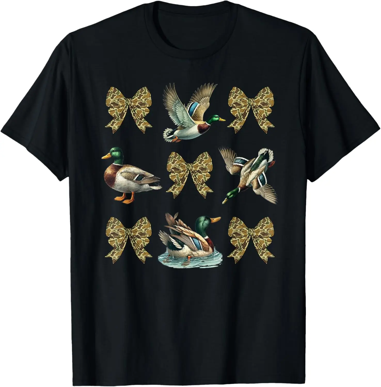 Mallard Duck Camouflage Camo Bow Duck Hunting Girls Camo T-Shirt