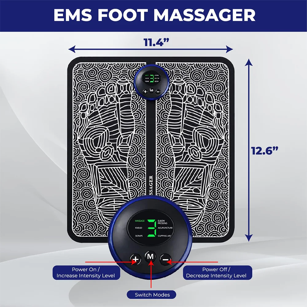 Intelligent Massager EMS Pulse Micro Current Foot Massage Ppad Charging Physical Therapy Foot Massage Pad