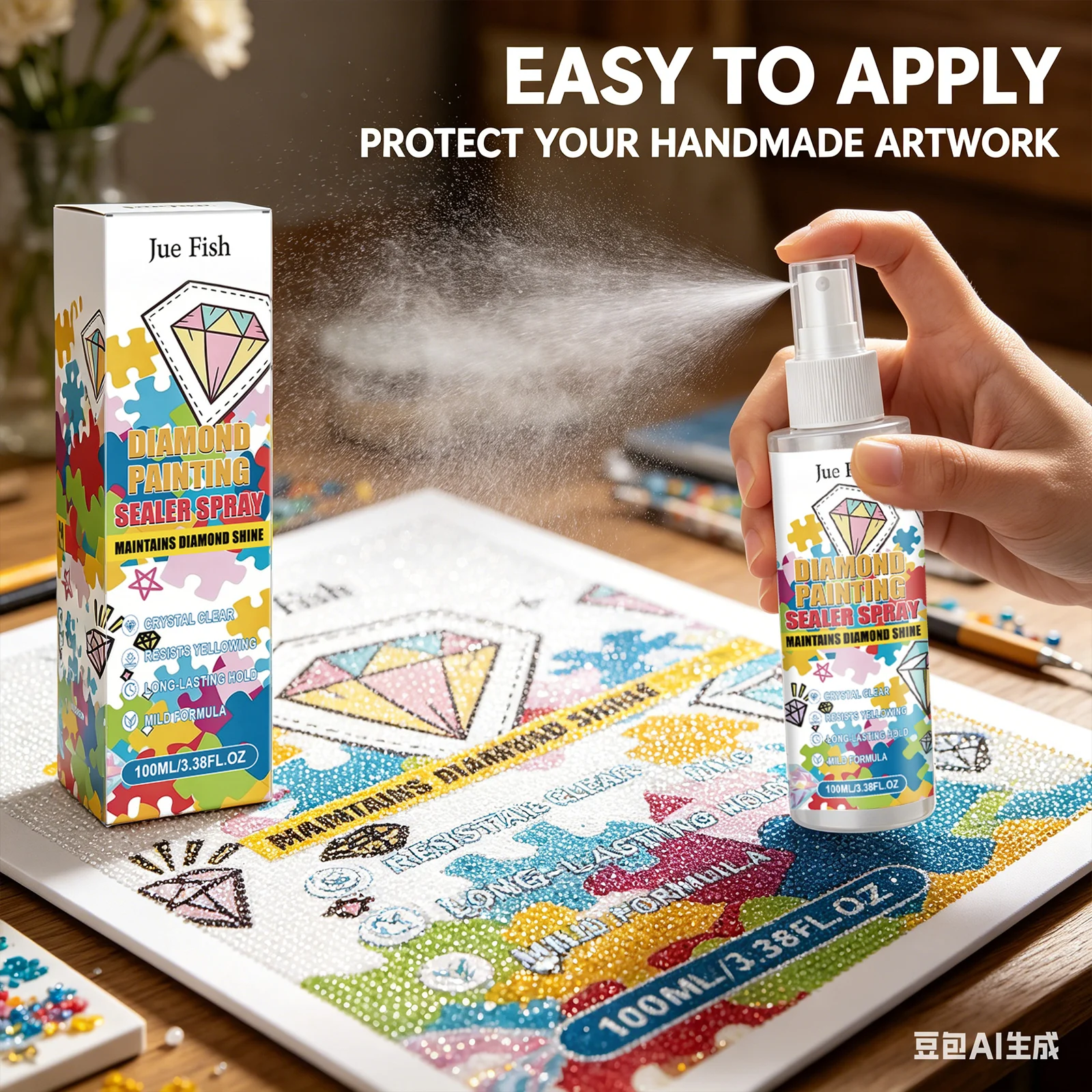 Diamond Painting Sealer Spray Anti-Yellowing Permanent Hold & Shine Effect Dustproof Diamond Art Crystal Clear Protective Spray