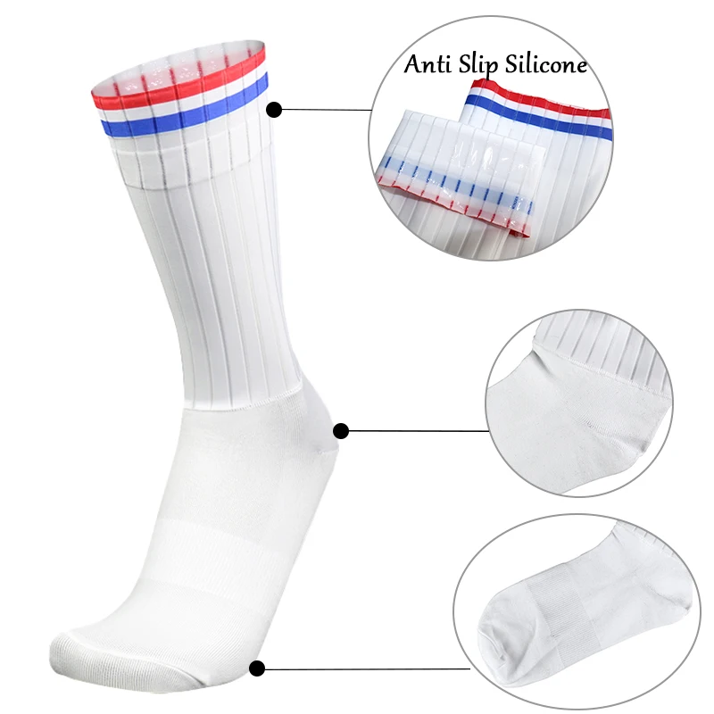 Seamless Team Aero Striped Socks Non-Slip Cycling Pro Silicone Running Sports Road Bike Socks