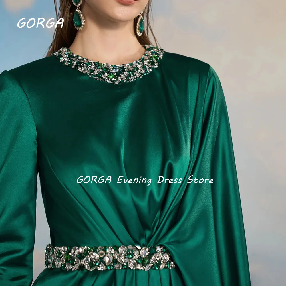 GORGA Aangepaste Groene O-hals Jurken voor Speciale Gelegenheden Formele Jurken Kristal Elegante Feestjurken Dubai 2025 Avondjurk