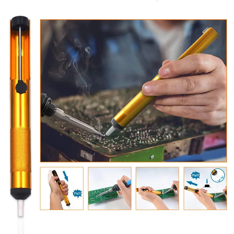 

Aluminum Tin Suction Pump Manual Anti-skid Metal Desoldering Suction Device High Temperature Resistant Repair Welding Tools
