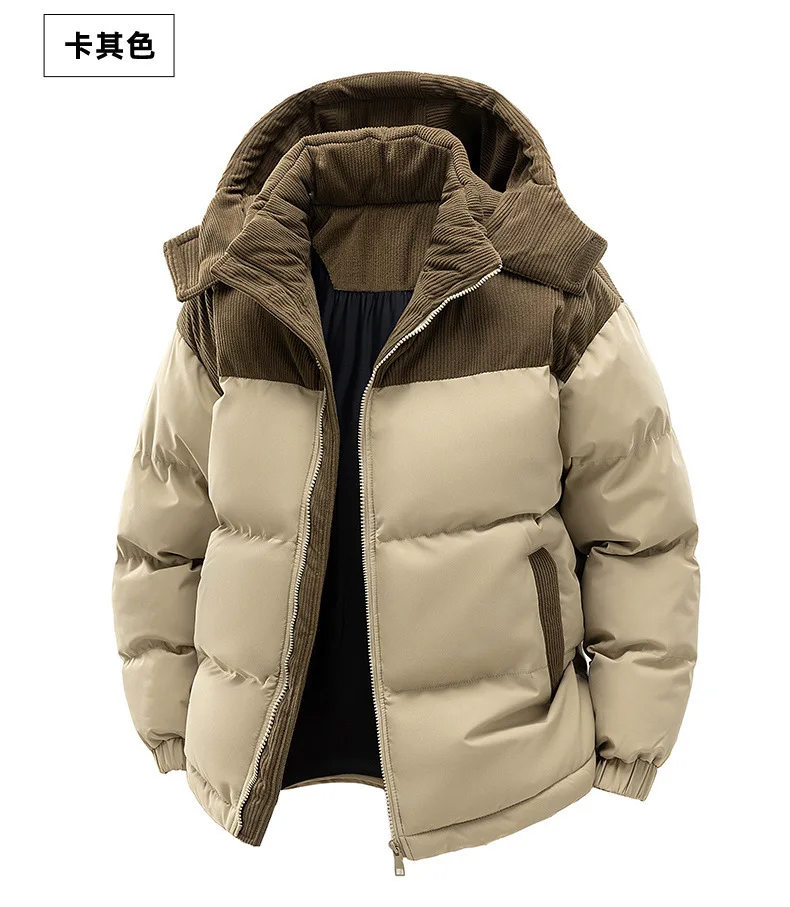 Men's Winter Thickened Cotton-Padded Jacket with Fleece Warm Cold-Proof 2025 Trendy Cotton-Padded Coat for Men
