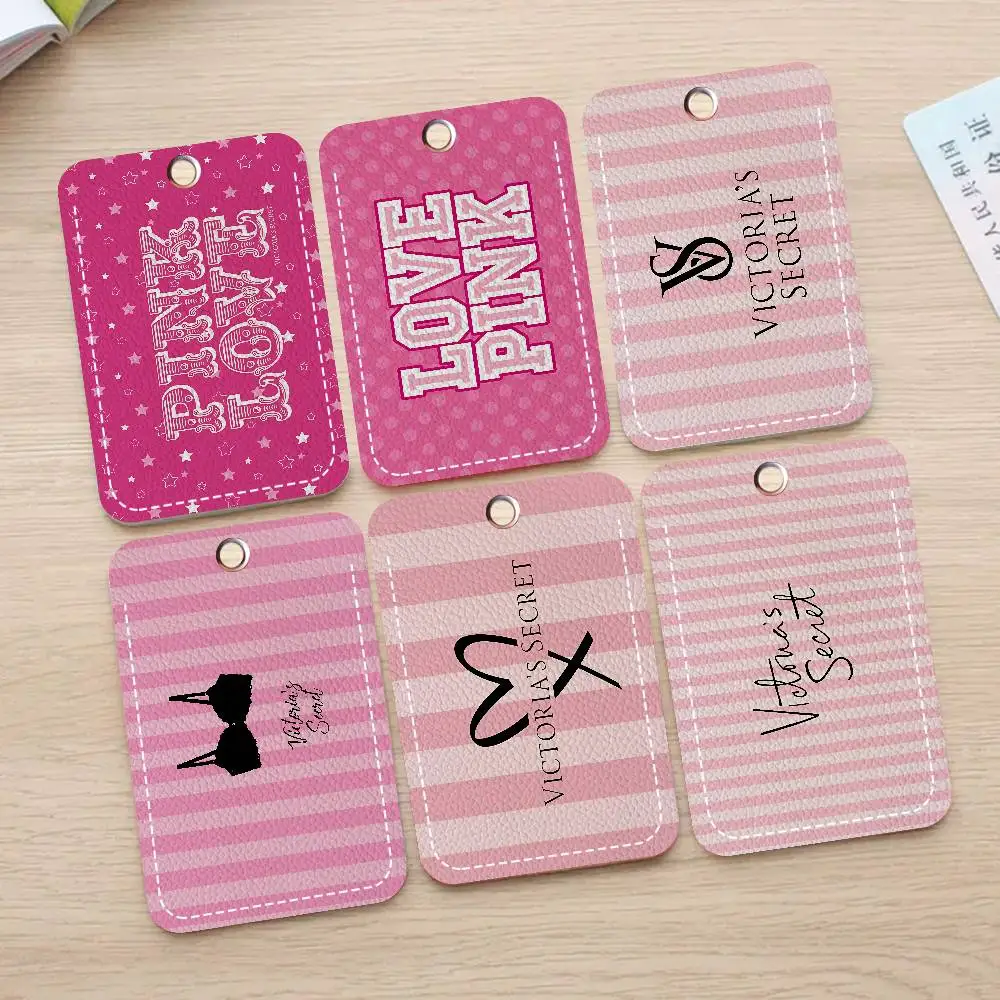 Fashion T-victorias S-secretS Pink Card Holder Suitable For Bank Business Work Card Holder Credit Card Badge Bag Holder Keychain