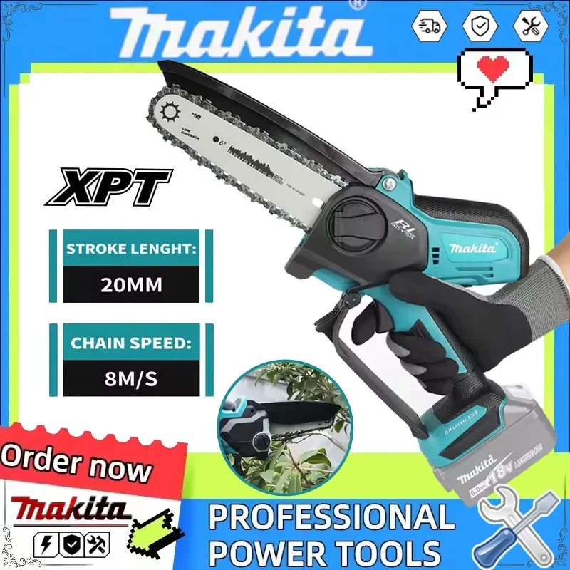 mini-tronconneuse-sans-fil-makita-6-pouces-18v-portable-electrique-pour-la-coupe-du-bois-l'abattage-la-taille-et-le-travail-du-bois