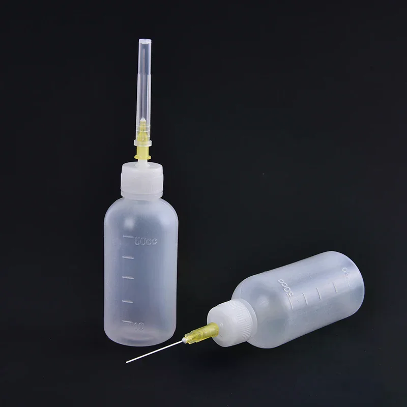 3pcs Transparent Polyethylene Needle Dispenser Dispensing Bottle For Rosin Solder Flux Paste + 3 Needles Tools