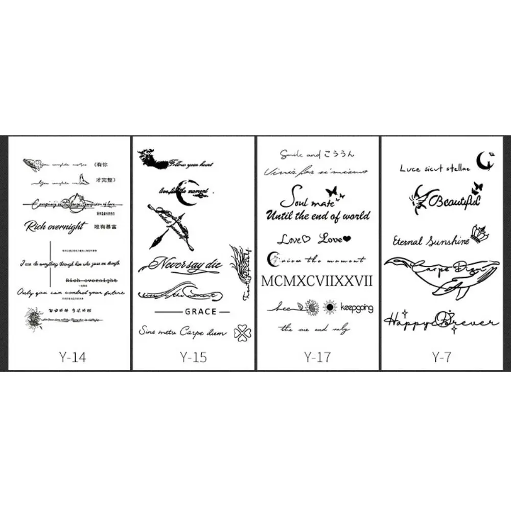 English Letter Juice Tattoo Waterproof Semi Permanent Fake Tattoo Long Lasting Temporary Hombre Art Fake Tattoo Men