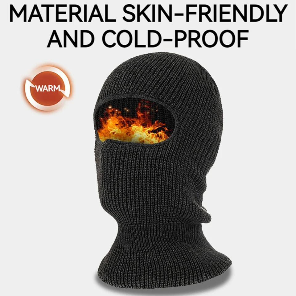 GOBYGO Cycling Fleece Balaclava Winter Climbing Running Outdoor Sports Windproof Breathable Full Face Mask Men Warm Skiing Cap