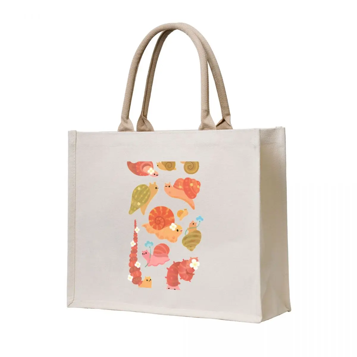 

Snail and small flowers Tote Bag Large bags for women shopping bags foldable Canvas