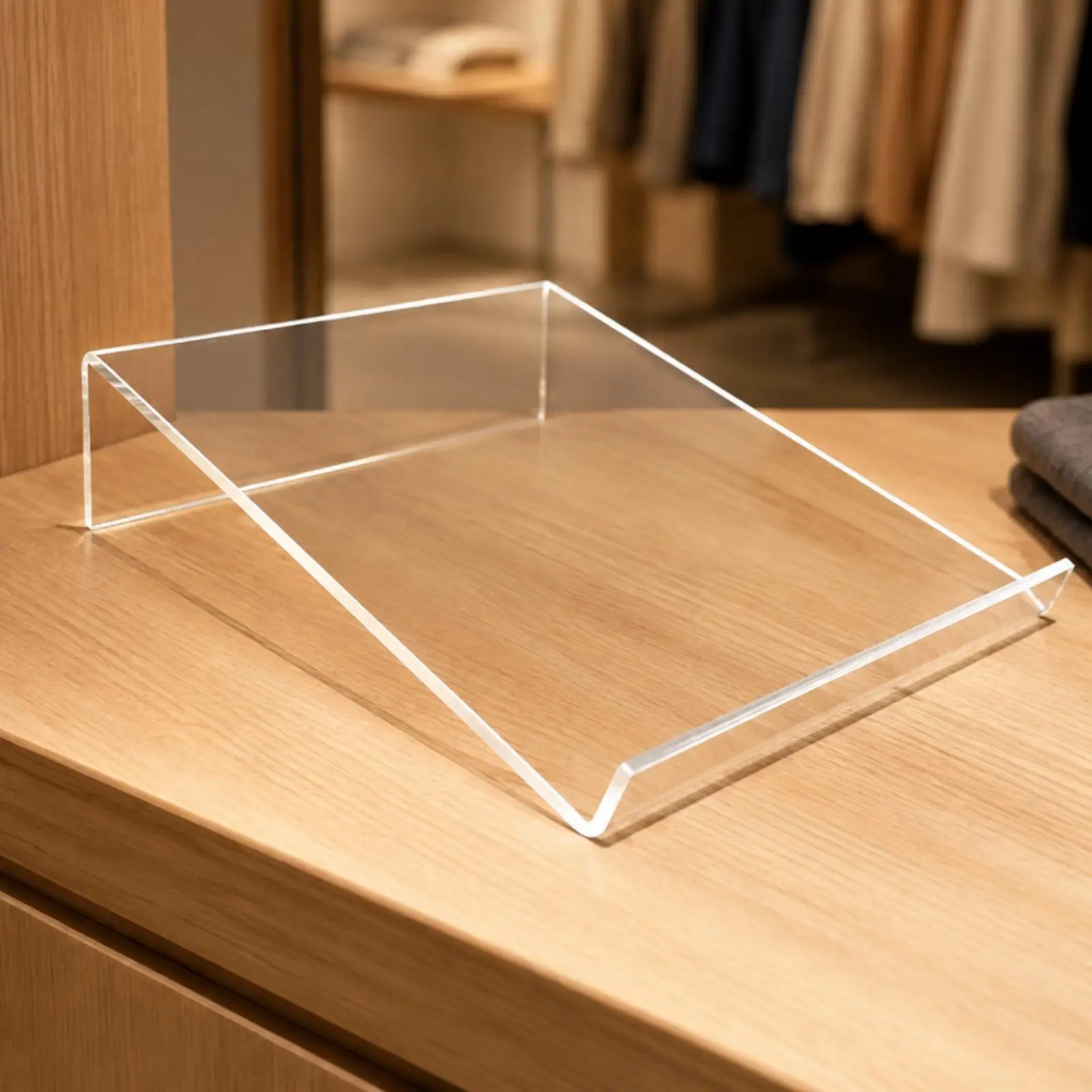 Acrylic Display Rack with Structured Support Design Low-Visual-Impact Transparent Acrylic Display Rack Shelf Multi-Function