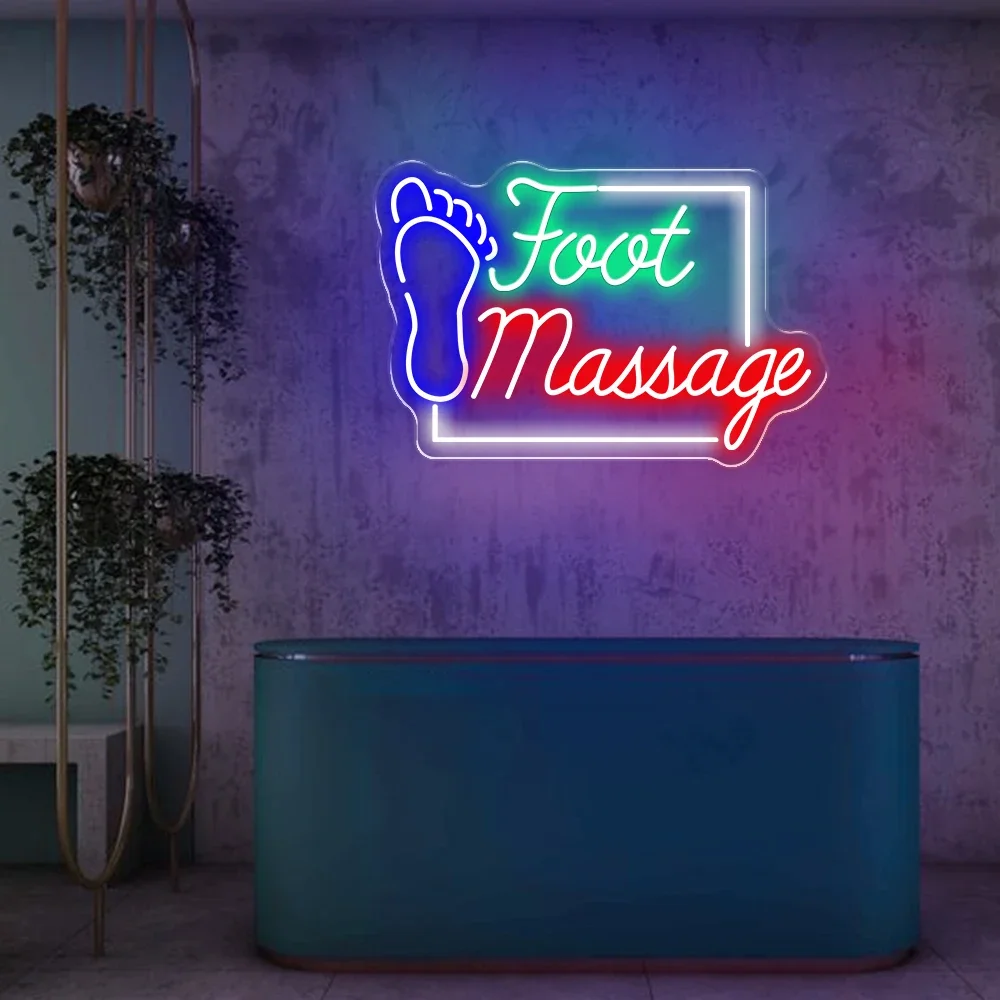 foot massage neon sign para baber luzes led cabeleireiro wall decor salao de beleza logotipo de iluminacao placa de negocios 01