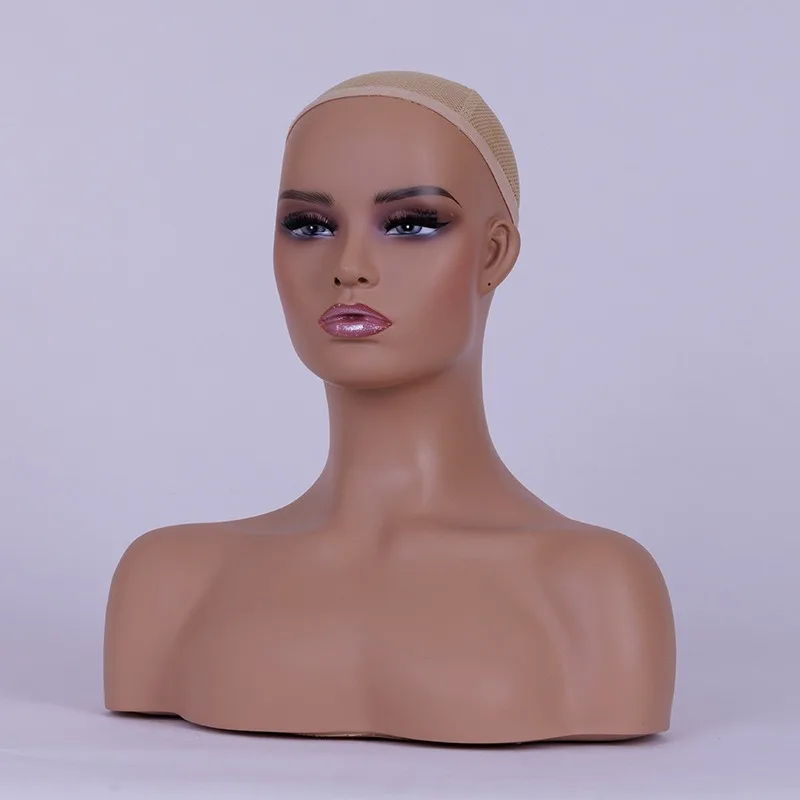 European and American Style Realistic Mannequin Half Body Head with Shoulder, Ideal for Wig Hat Accessories Display