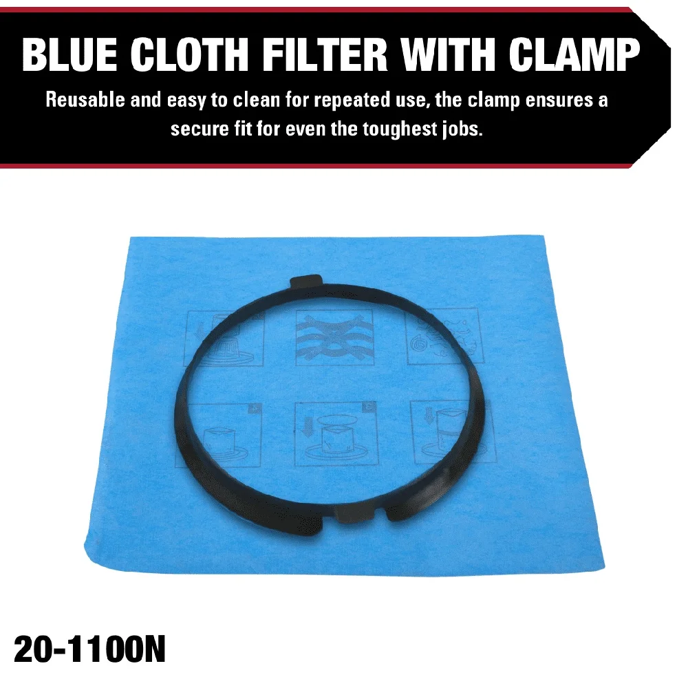 Filtro in tessuto blu riutilizzabile Aspirapolvere asciutti e bagnati da 2,5-5 galloni Accessorio ad anello di bloccaggio lavabile ad alta efficienza