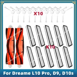 Compatibile per Dreame L10 Pro, D9, D9 Max, D9 Mistral, D9 Pro, D10s, D10s Pro ricambi accessori filtro spazzola laterale principale