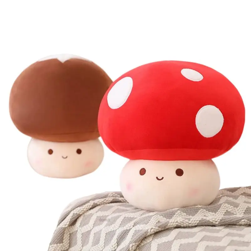 Macio recheado cogumelo travesseiro sofá decoração almofada brinquedo de pelúcia para crianças plushie quente jogo figura boneca presente criativo alta qualidade