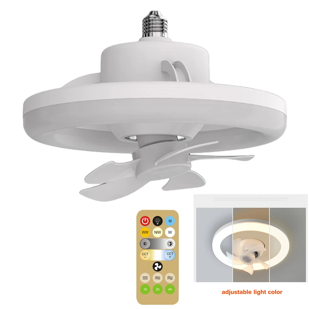 Ceiling Lamp Fan 2 in 1 Lustre Dimmable Ceiling Fan Modern Lamp 48W E27 Converter Base with Remote Control  Room Decor