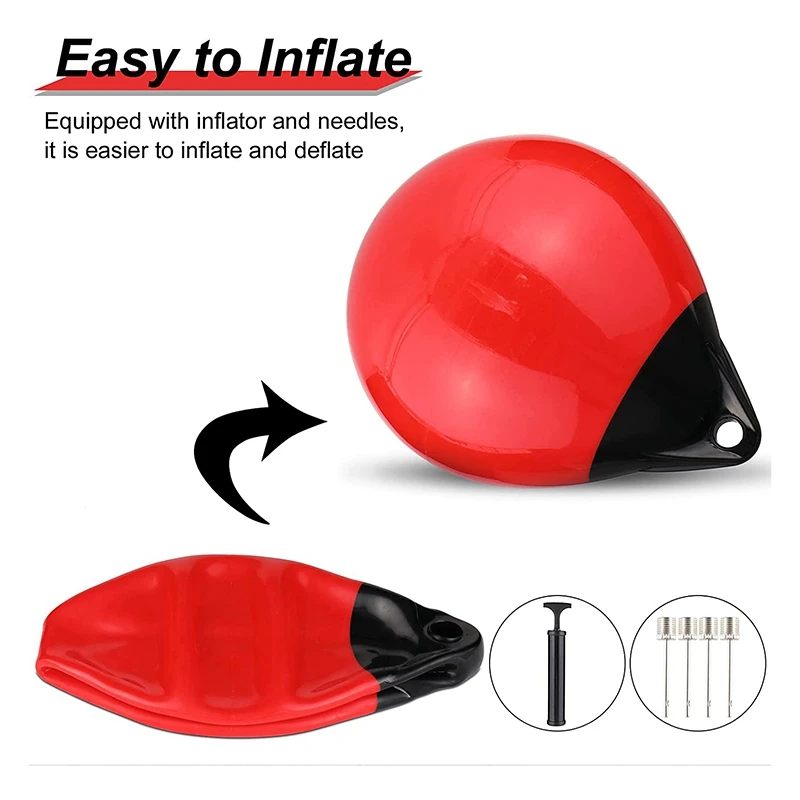 2 PCS Mooring Buoy Boat Fenders Ball Round Anchor Buoy Dock Bumper Ball Inflatable For Boat, Small Sailboat, Ski Boat