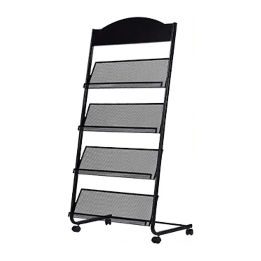 

Floor-Standing Magazine Rack Iron Wheeled Newspaper Rack, Suitable for the Display of Brochures or Documents