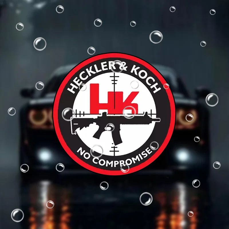 ملصقات مقاومة للماء من HK Heckler & Koch، شارات بتصميم متين باللونين الأسود والأحمر، ملصقات ديكور للسيارات والعتاد اليومي بنمط Firearm