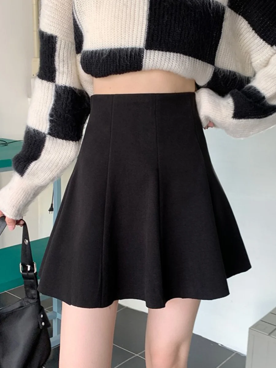 ارتفاع الخصر ألف خط تنورة المرأة رقيقة الصوف الربيع الصيف جديد Sle حجم كبير النسخة الكورية تخفيف لون نقي ort تنورة #4