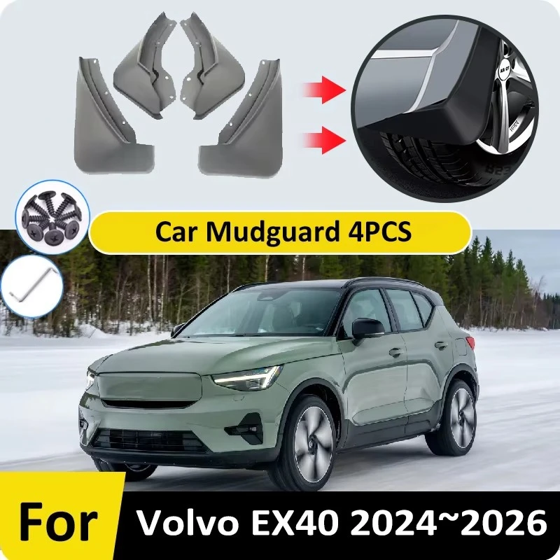 Car Mudflaps Splash Mud 4PCS For Volvo EX40 XC40 2024 2025 2026 Front Rear Wheels Mudguards Wheel Guards Flaps Auto Accessories