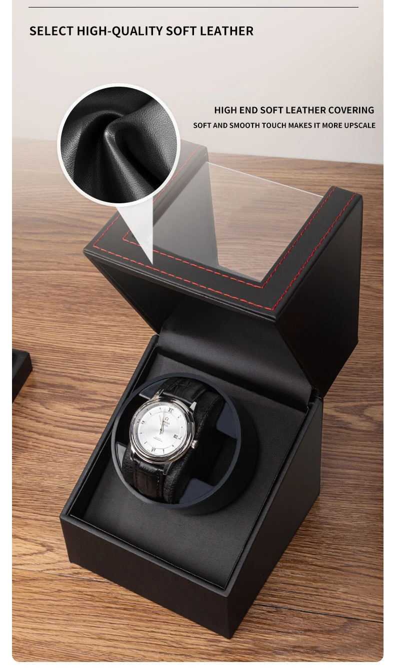 CCZIDONGH Automatic Watch Winder With Quiet Japanese Motor USB Cable Powered,Leather Exterior And Soft Flexible Pillow