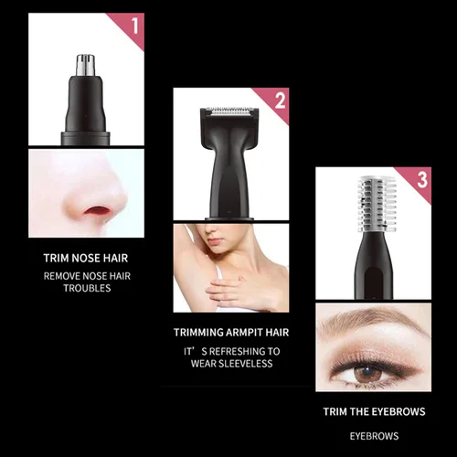 Imagen 2 del producto Cortadora de pelo eléctrica para nariz y orejas para hombres, cortadora de pelo para Barba y cejas recargable indolora, afeitadora 3 en 1, cortadora de pelo para nariz