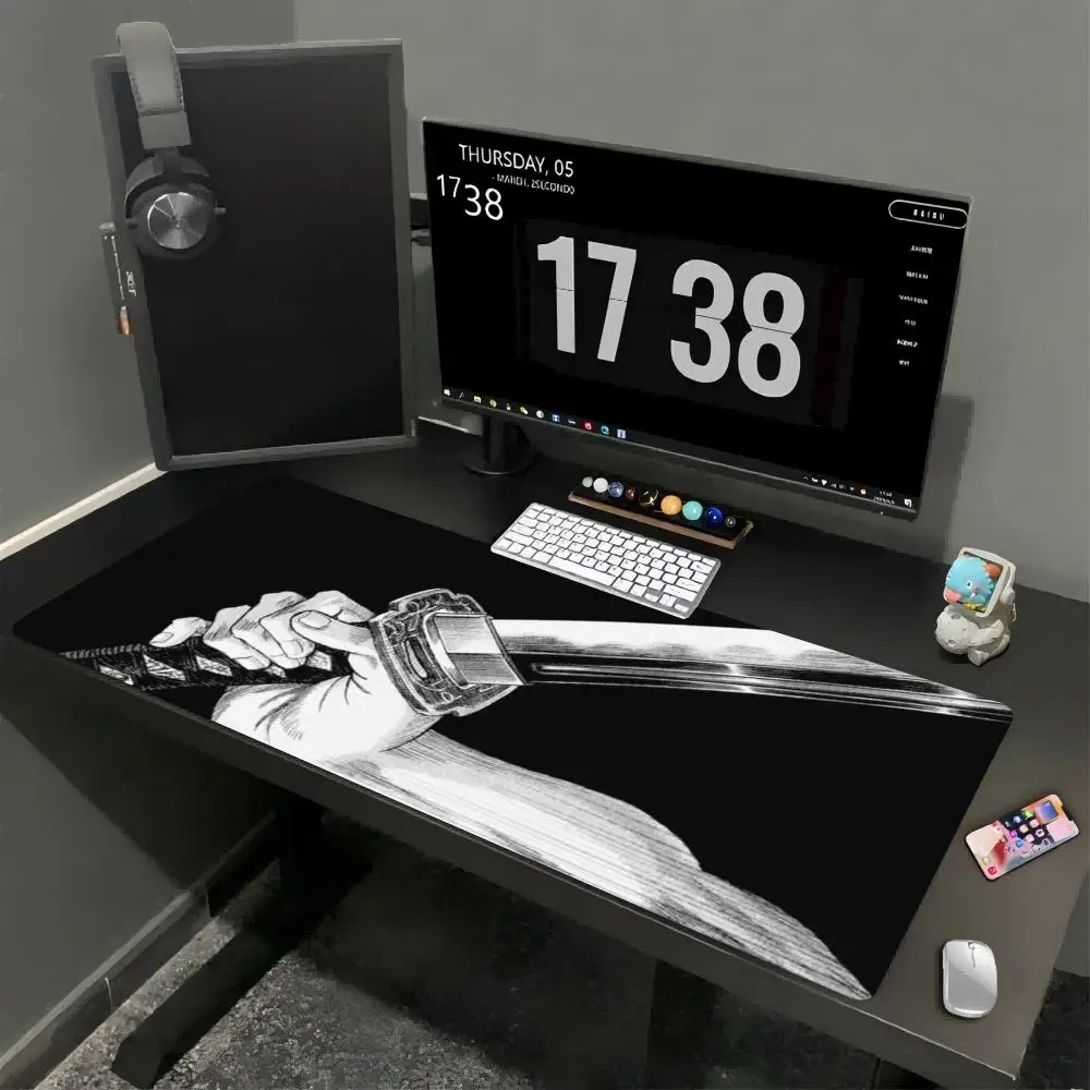 Monochrome Ink Splash extended Gaming Keyboard Pad for PC Laptop Gamers Office Home Decor Non-slip Rubber Desk Mat