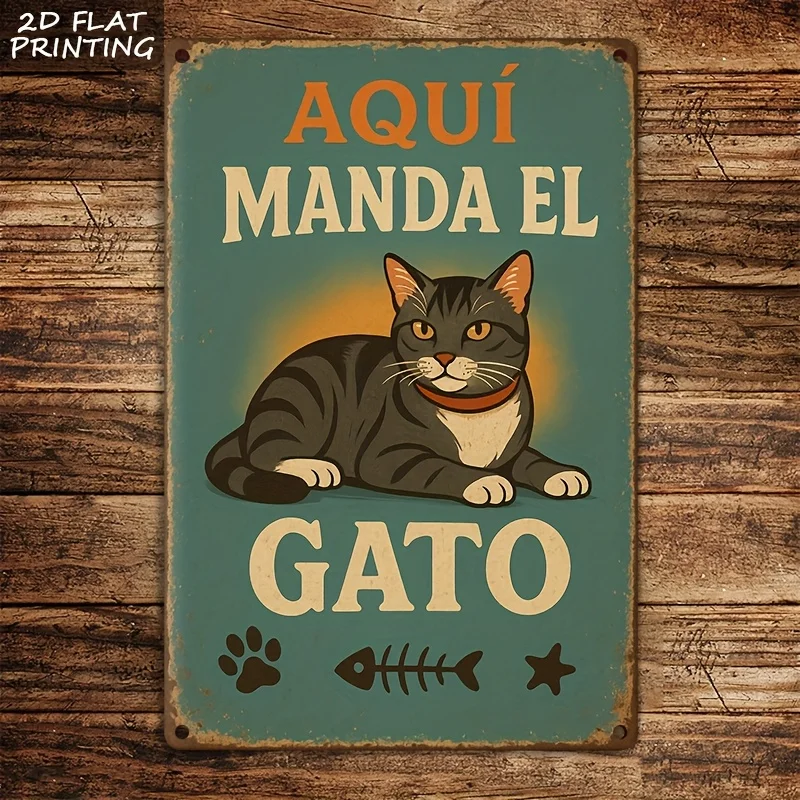 2D Flat Aluminum Vintage Turquoise Tabby Cat 