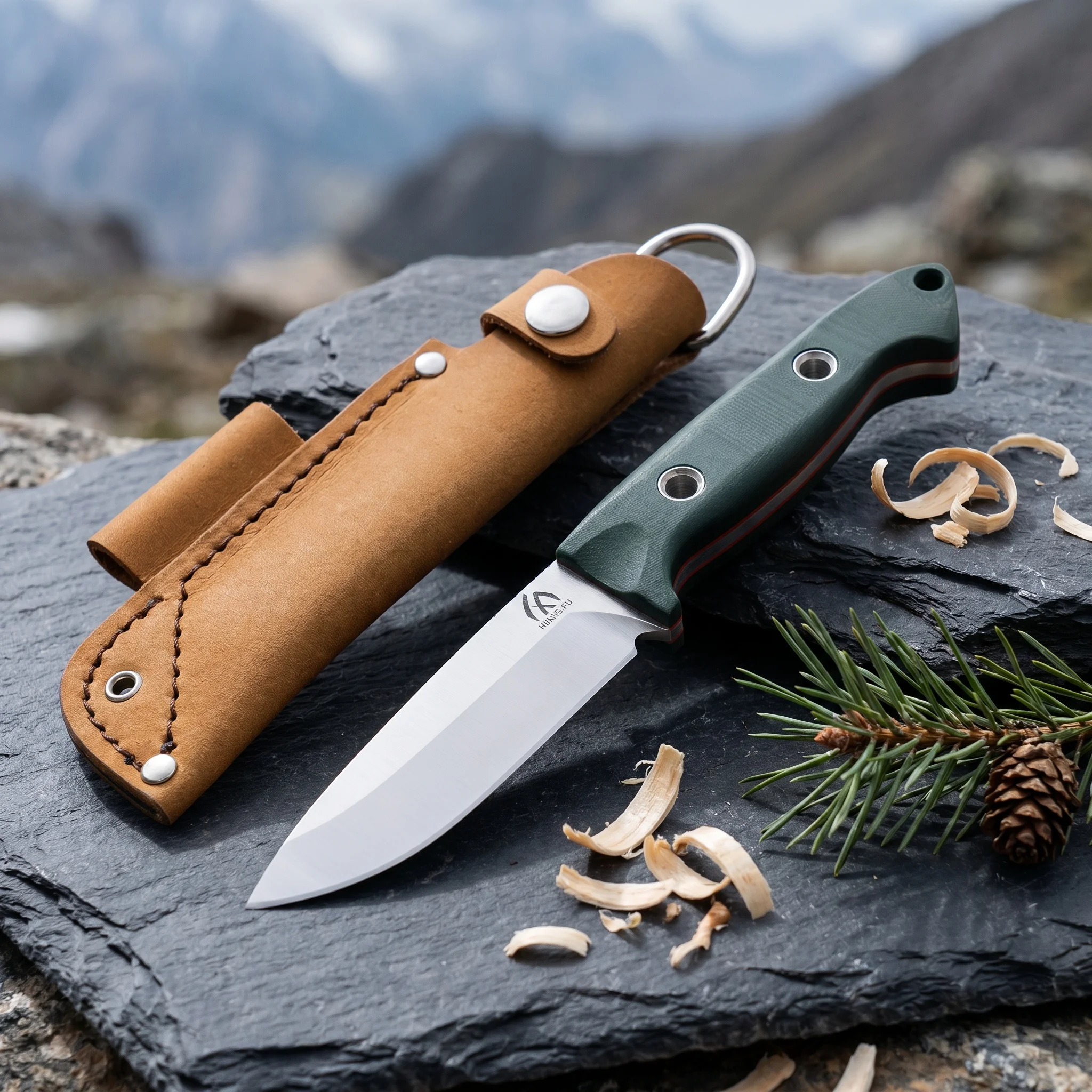 Retro texture outdoor straight knife, anti slip grip, easy to carry, camping, hiking, home dual-use knife, outdoor knife