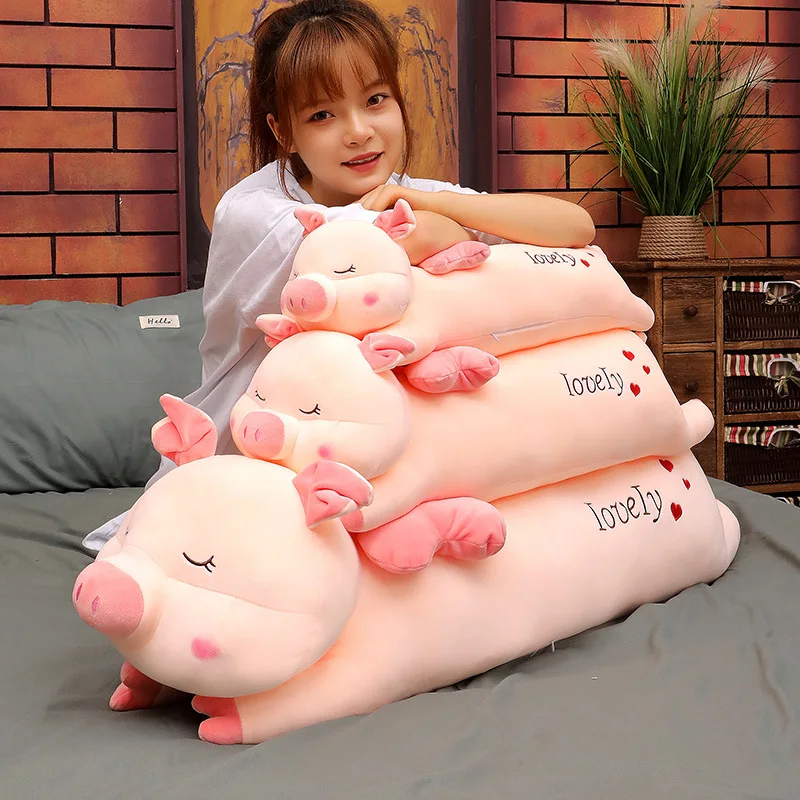 

Animal Plush Toy Cute Pig Doll Novel Lying Long Pillow Ragdoll Bed Sleeping Doll Skin-friendly Comfortable