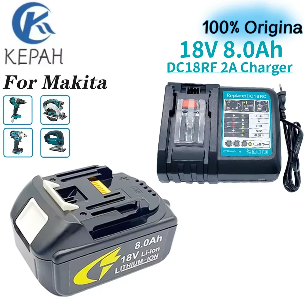 

100% BL1860 Rechargeable Battery 18 V 8000mAh Lithium ion for Makita 18v Battery BL1840 BL1850 BL1830 BL1860B LXT 400+Charger