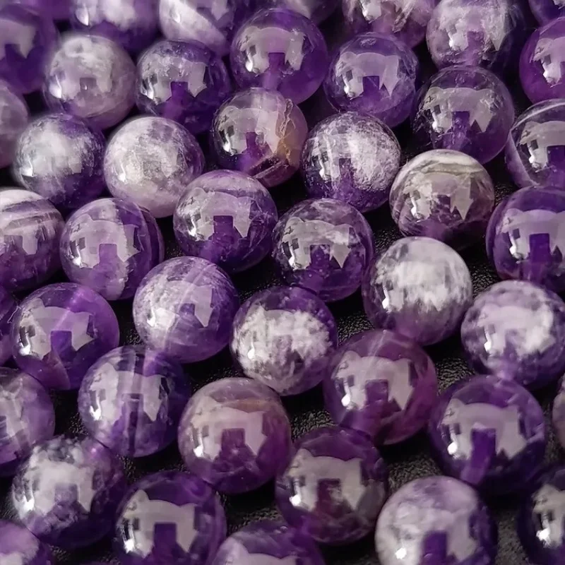 4 6 8 10 12mm Natural Stone Amethyst Obsidian Bead Round Loose Spacer Stones for DIYJewelry Making Bracelet Necklace Accessory
