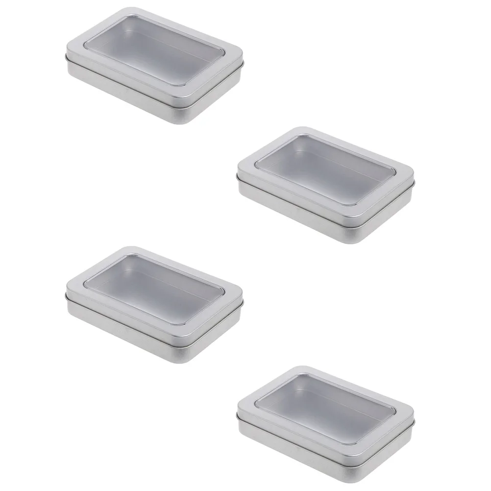 4Pcs USB Flash Drive Storage Tinplate Boxes Durable Rectangular Storage Organizer for Keys Jewelry Pills Cigarettes