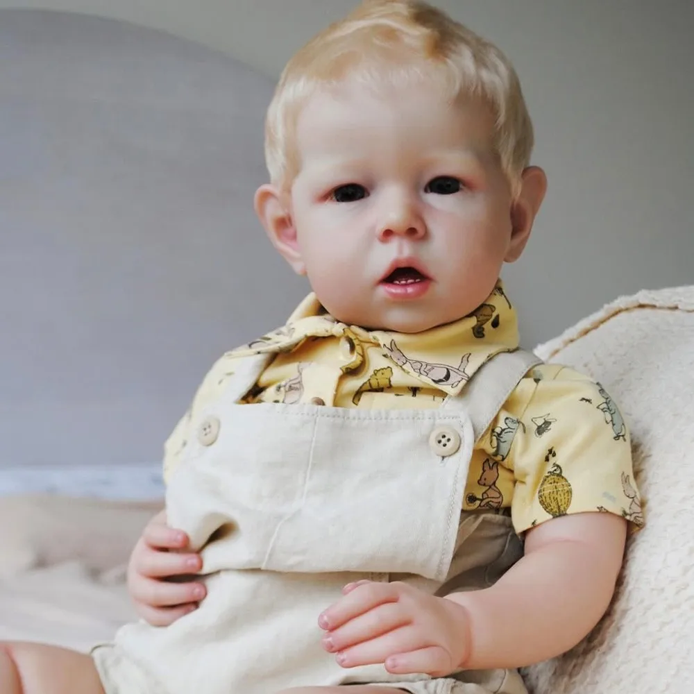 28inch Reborn Baby Doll Realistic Boy Toddler Hand Rooted Blonde Hair Kids Toy