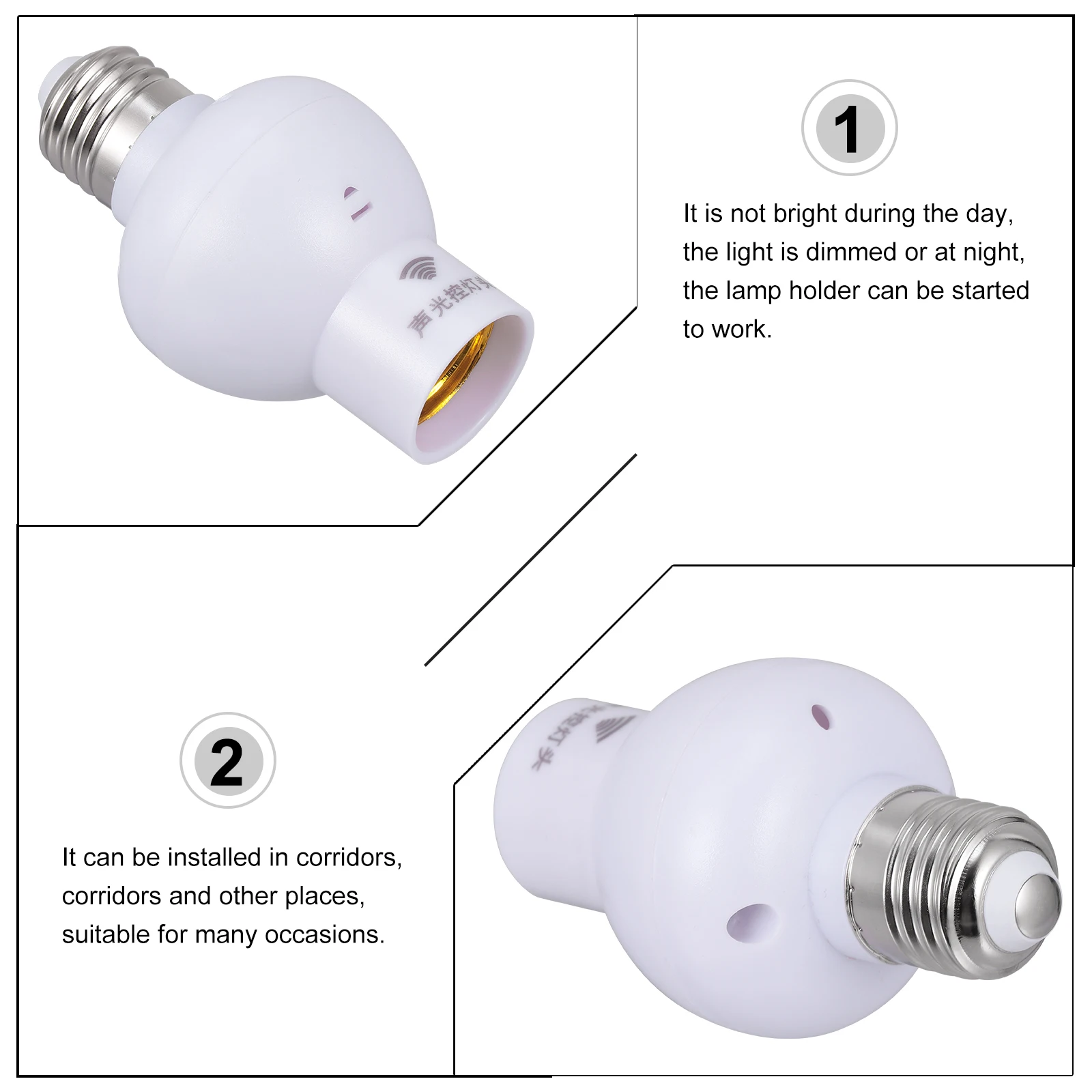 

Sound Light Control Lamp Holder E27 Bulb Adapter LED Converters Screw Base Accessories Compatible Practical Home Use