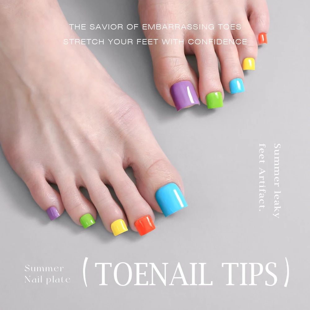 High-Quality French Pedicure Artificial Toe Nails Toe Nail Art Tips French Fake Toenails