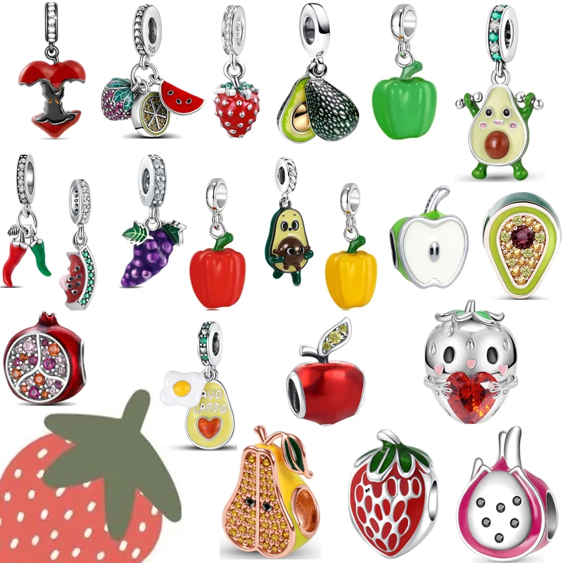 

Dazzling 925 Silver Strawberry Dangle Charm Fit Original Bracelet Trinket Beautiful And Elegant Jewelry Gift For Woman Gifts
