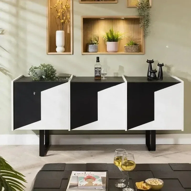 Q Black and white creative color matching dining side cabinet modern art fashion entrance cabinet