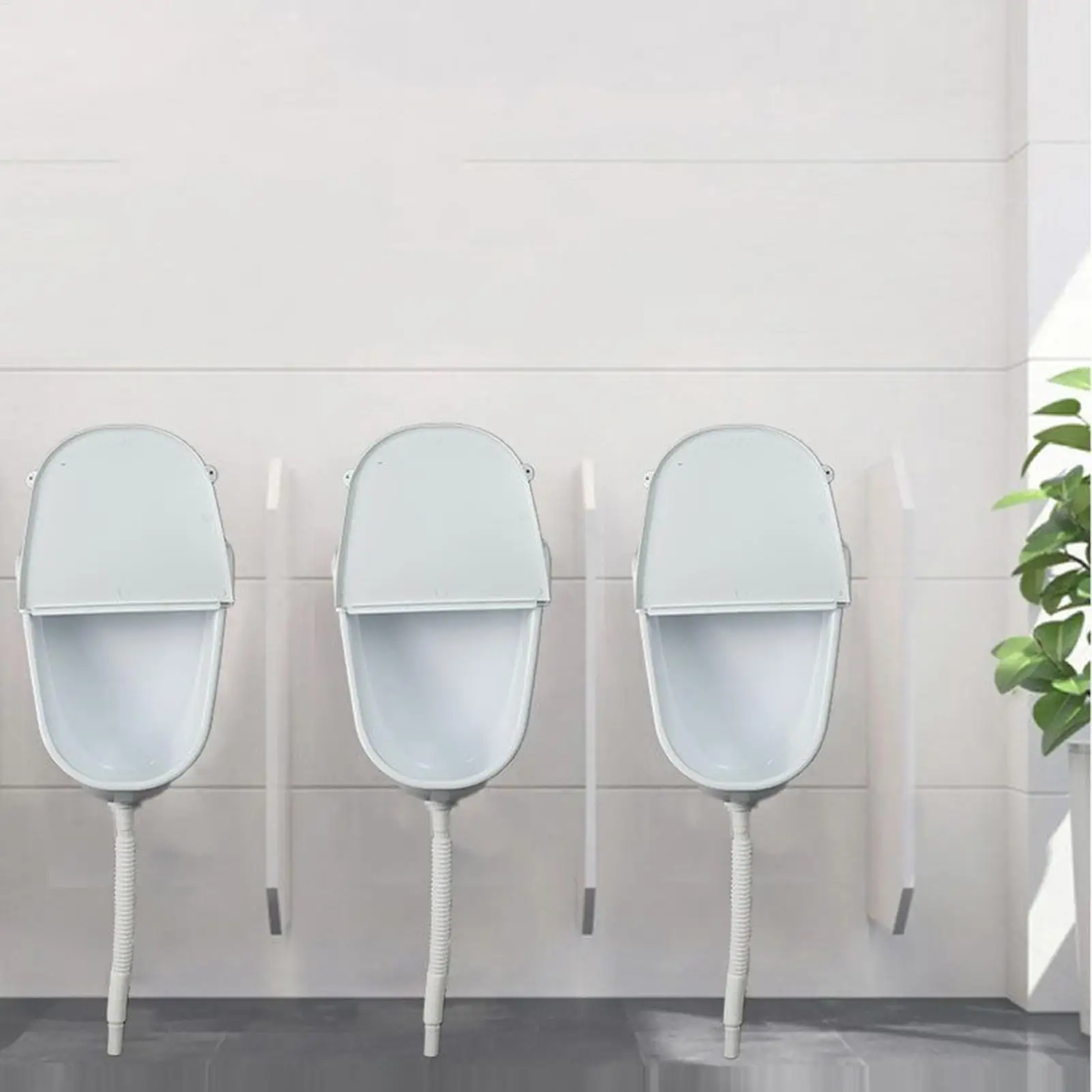 Wall Mounted Urinal with Lid Commercial Urinal Bathroom Garage Washout Spill Proof Adjustable Urine Diverter with Hose for Home