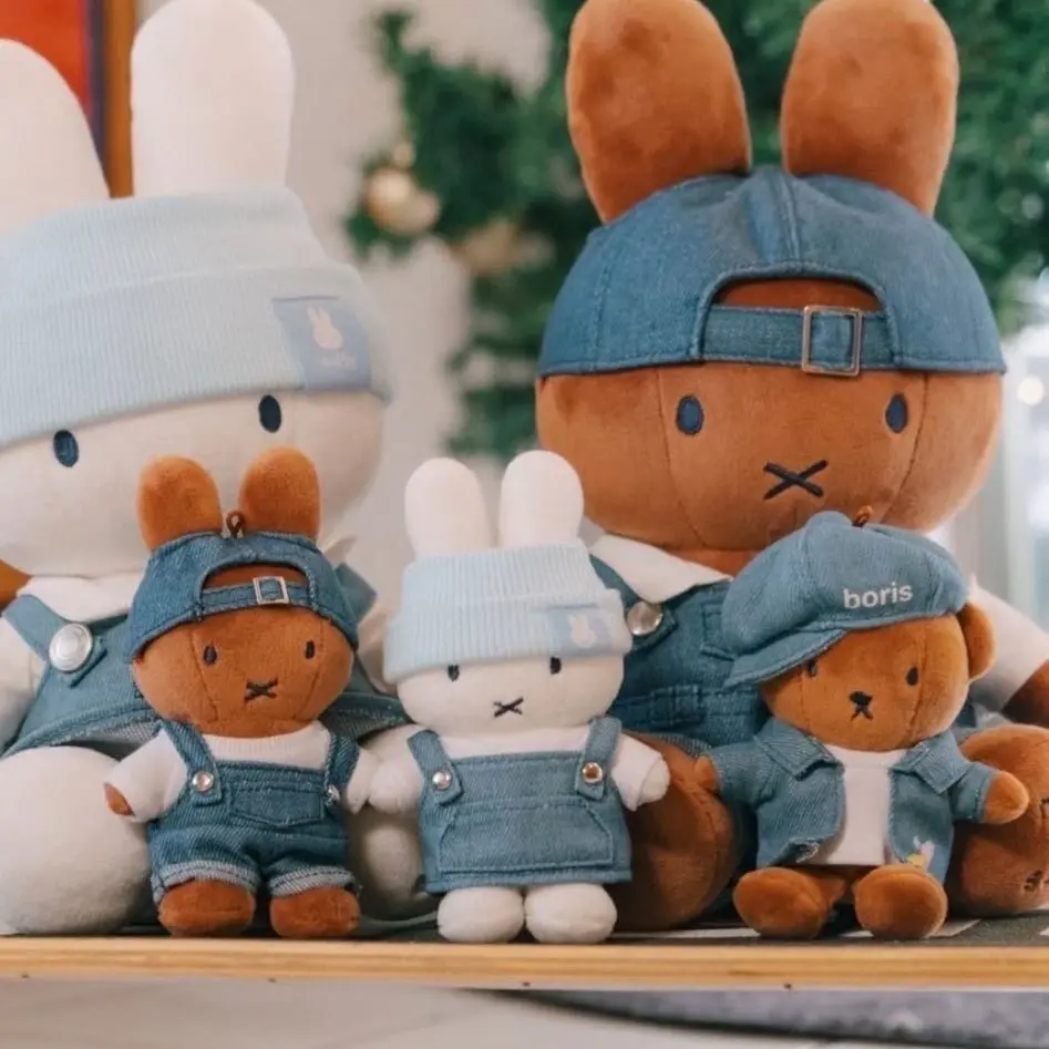 

Мультяшный кролик Миффи: плюшевая кукла-брелок в джинсовом стиле, корейская лимитированная аниме-серия, милый подарок-сюрприз