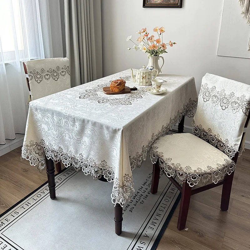 Jacquard Fabric Dining Lace Table Cover Cloth Tea Table Cloth