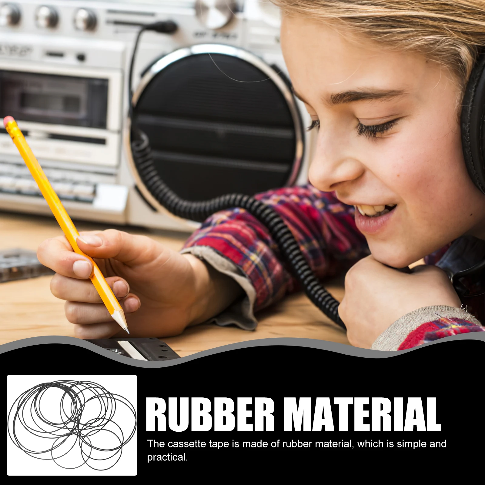 

50pcs 1mm Square Rubber Recorder Music Replacement for Tape Player Drive DVD Deck Cassette Player Belts Replacement Belts