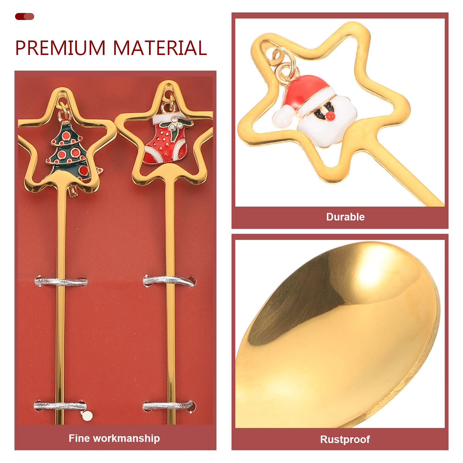 

4Pcs Christmas Coffee Spoons Multi-Use Stainless Steel Spoons for Beverage Dessert Shop Hotel Wonderful Gift Christmas Spoon