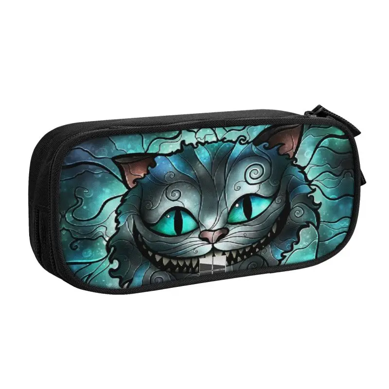 Custom Cute Alice In Wonderland Pencil Cases for Boy Girl Big Capacity Cheshire Cat Anime Pencil Box School Supplies