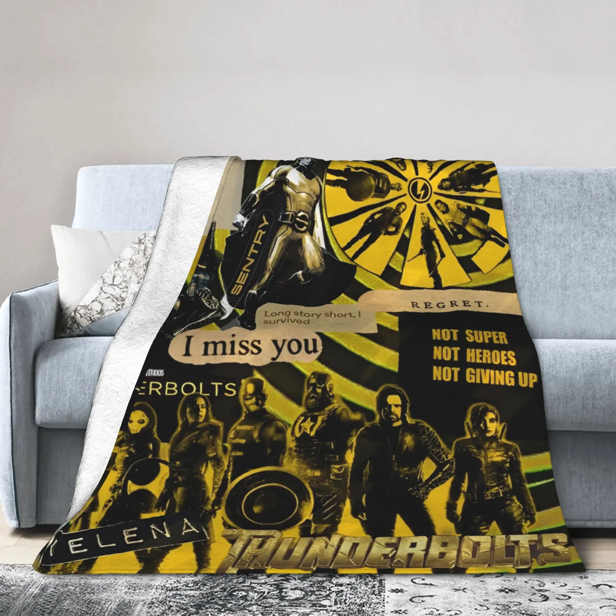

Thunderbolts Bucky Barnes Plush Blankets Comic Movie Vintage Throw Blankets for Bedspread 200x150cm Warm