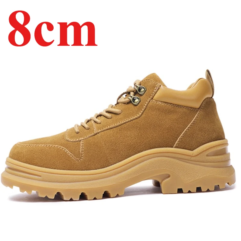 

Winter Sheepskin Wool Integrated Cold-proof Snow Boots for Men's 8cm Height Increasing Shoes Outdoor Anti Slip Warm Cotton Boots