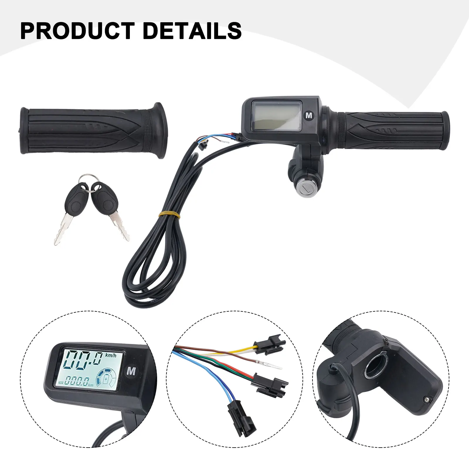 Grip Handlebar Office Outdoor ABS + Rubber Black LED Display Mileage Parts Power Replacement Speed Electric Scooters