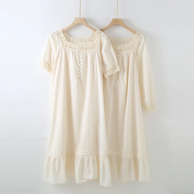 Modisches Damen-Sommer-Nachthemd mit weißem Mondlicht, süß, süß, kurzärmelig und langärmlig, weiches und einfaches Heimkleid für Mädchen